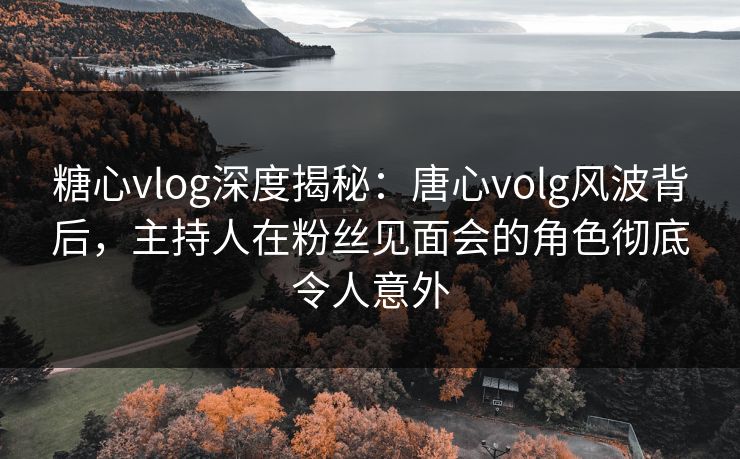 糖心vlog深度揭秘：唐心volg风波背后，主持人在粉丝见面会的角色彻底令人意外