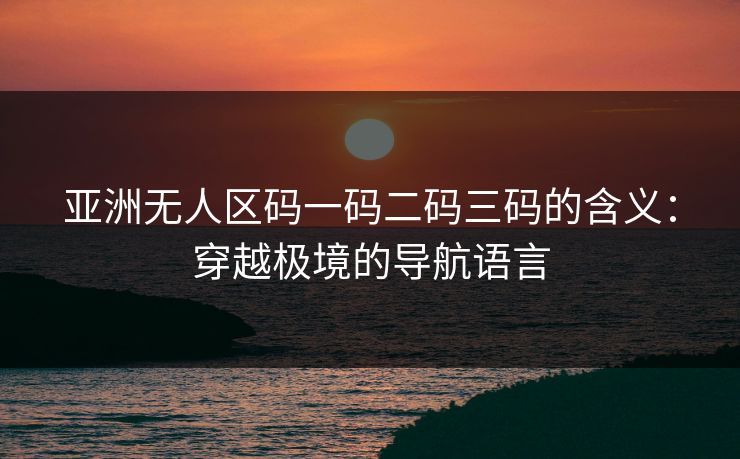 亚洲无人区码一码二码三码的含义：穿越极境的导航语言