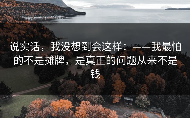 说实话，我没想到会这样：——我最怕的不是摊牌，是真正的问题从来不是钱